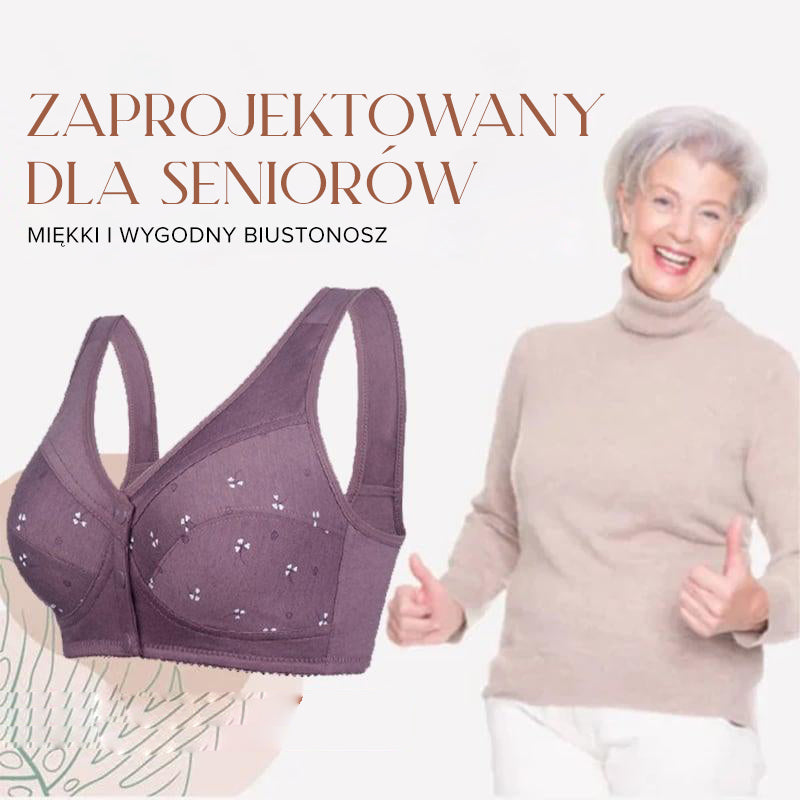 Bawełniany biustonosz dla seniorów z zapięciem z przodu